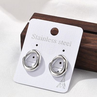 304 Stainless Steel Chunky Oval Studs Earrings for Women EJEW-K306-28P-1