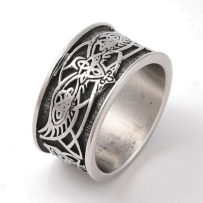 Viking Odins Raven Norse Wolf Finger Rings RJEW-U005-01E-AS-1