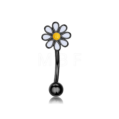 Flower 304 Stainless Steel Enamel Eyebrow Curved Barbell Rings WGE763A-01-1