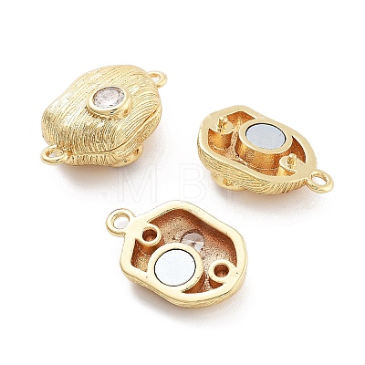 Brass Micro Pave Clear Cubic Zirconia Magnetic Clasps KK-C066-04G-1