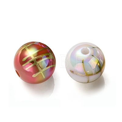 UV Plating Rainbow Iridescent Acrylic Beads X-PACR-E001-02-1