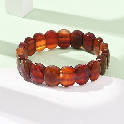 Dyed & Heated Natural Carnelian Beaded Stretch Bracelets for Unisex G-K303-01I-1