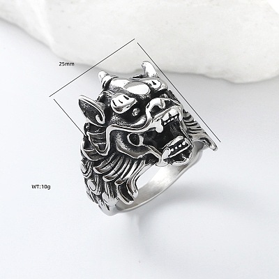 Punk Style 304 Stainless Steel Dragon Finger Rings for Men UN0454-3-1