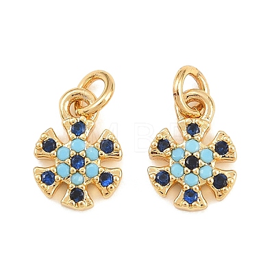 Brass Micro Pave Cubic Zirconia Charms KK-Q085-05G-G-1