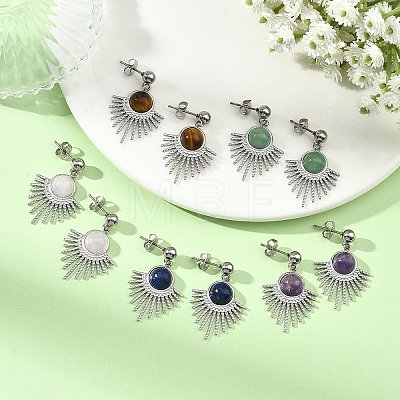Natural Gemstone Stud Dangle Earrings EJEW-JE07269-02-1