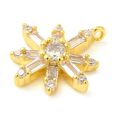 Flower Rack Plating Brass Micro Pave Cubic Zirconia Pendants KK-S396-13A-1