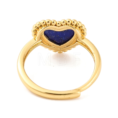 Heart Natural Lapis Lazuli Adjustable Rings RJEW-Q817-05G-02-1