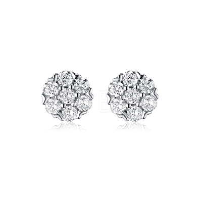 Elegant Round Silver Earrings with Zirconia OQ0378-1