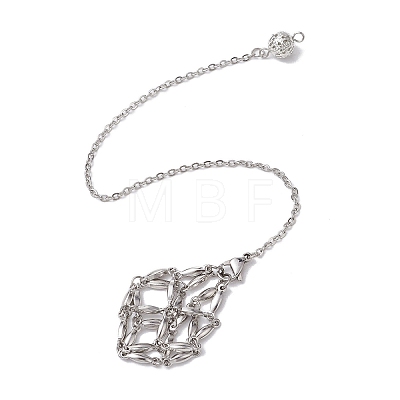 3Pcs 3 Styles 304 Stainless Steel Chain Macrame Pouch Empty Stone Holder Dowsing Pendulums HJEW-JM02323-02-1