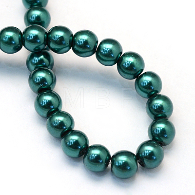 Baking Painted Pearlized Glass Pearl Round Bead Strands X-HY-Q330-8mm-79-1