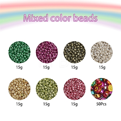 Metallic Colours Style Beads DIY Jewelry Making Finding Kit DIY-YW0004-56-1