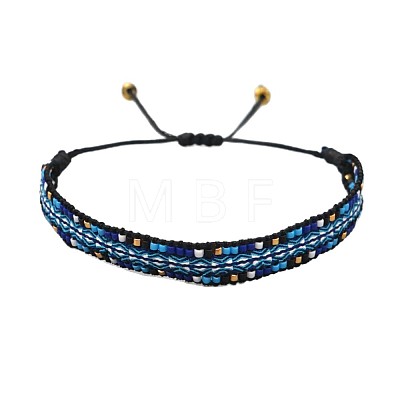 Adjustable Glass Seed Bead Braided Bracelets CW1056-2-1
