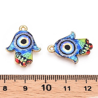 Printed Light Gold Tone Alloy Pendants ENAM-N056-206O-1