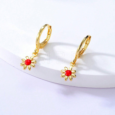 Brass Enamel Leverback Dangle Earrings for Women WO0430-1