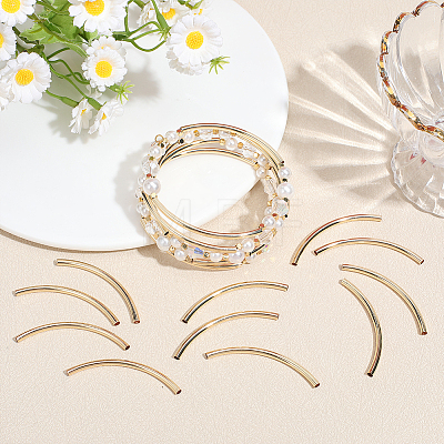 40Pcs Brass Curved Tube Beads KK-PH0015-17A-1