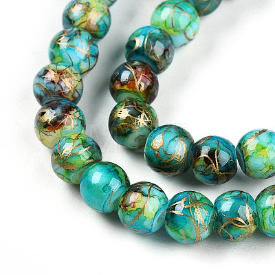 Drawbench & Baking Painted Glass Beads Strands DGLA-N003-6mm-B08-1