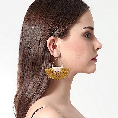 Thread Tassel Earrings EJEW-K046-11G-1