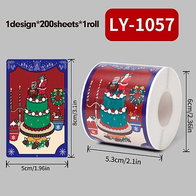 200Pcs Christmas Theme Paper Self-Adhesive Stickers DIY-M070-02M-1