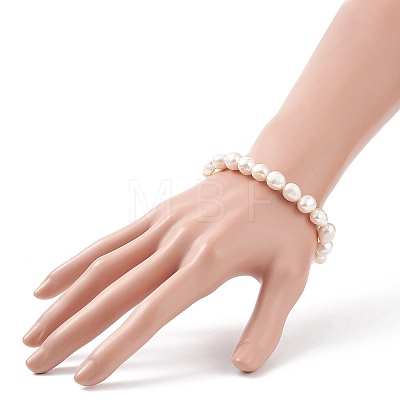 Natural Baroque Keshi Pearl Beaded Stretch Bracelet for Women BJEW-JB08910-1