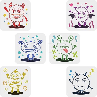 6Pcs 6 Styles Halloween Theme PET Hollow out Drawing Painting Stencils Sets for Kids Teen Boys Girls DIY-WH0172-988-1