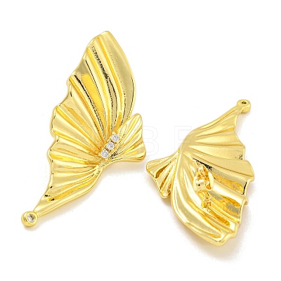 Rack Plating Butterfly Brass Micro Pave Clear Cubic Zirconia Stud Earrings EJEW-I313-08G-1