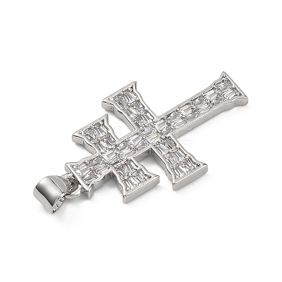 Religion Brass Micro Pave Clear Cubic Zirconia Pendants KK-B177-03P-01-1