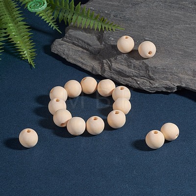 Natural Unfinished Wood Beads WOOD-S651-16mm-LF-1