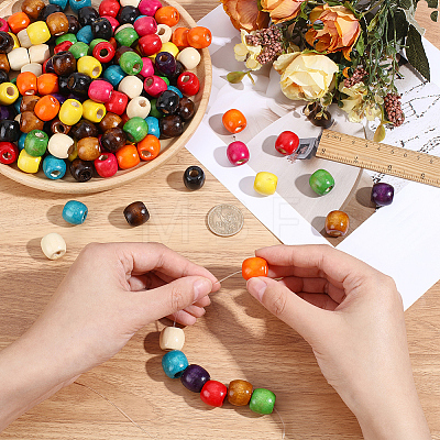 165Pcs 11 Colors Dyed Natural Maple Wood Beads WOOD-PA0001-61B-1