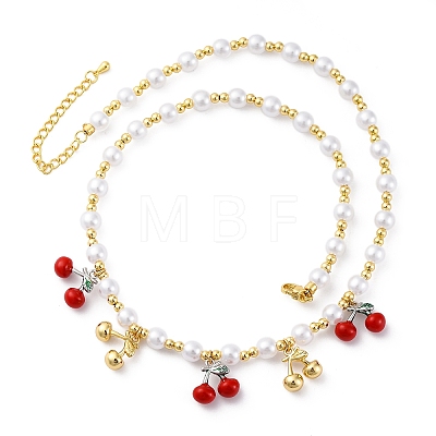 Brass Micro Pave Clear Cubic Zirconia Beaded Necklaces NJEW-Z059-04G-04-1