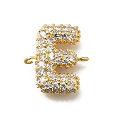 Brass Micro Pave Cubic Zirconia Letter Links KK-I717-04E-1
