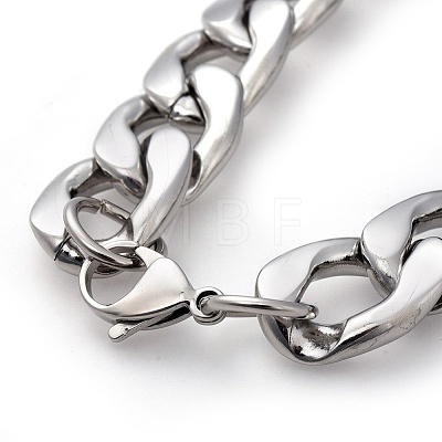 Men's 304 Stainless Steel Curb Chain Bracelets X-BJEW-G618-01P-1
