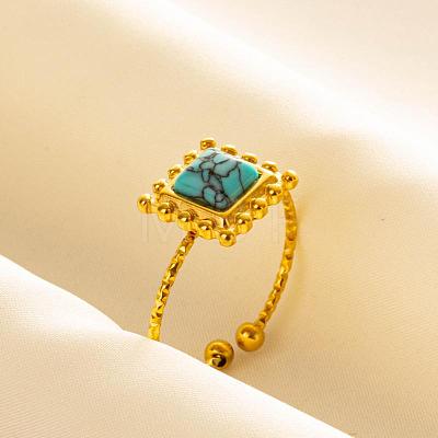 Square Synthetic Turquoise Finger Rings EW3188-8-1