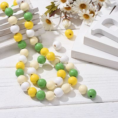 160Pcs 4 Colors Farmhouse Country and Rustic Style Painted Natural Wood Beads WOOD-LS0001-01I-1