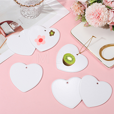 12Pcs Porcelain Heat Transfer Sublimation Blank Pendant Decorations AJEW-SP0002-19A-1