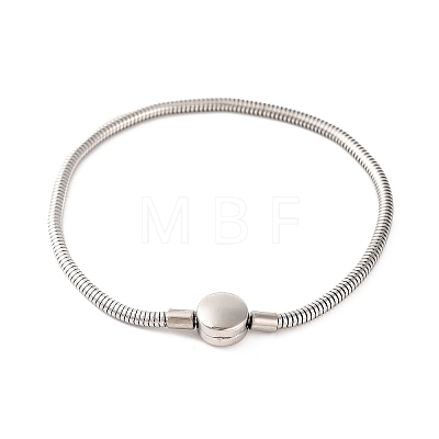 304 Stainless Steel Round Snake Chain Bracelets with Clasps BJEW-F472-01P-03-1