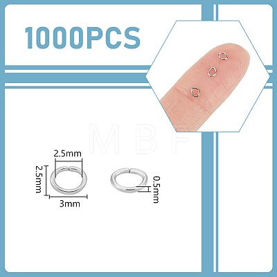 Unicraftale 1000Pcs 304 Stainless Steel Jump Rings STAS-UN0055-27-1