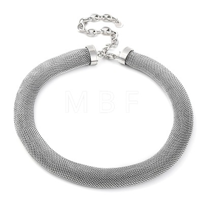 304 Stainless Steel Mesh Chain Choker Necklaces for Women NJEW-U012-03P-01-1