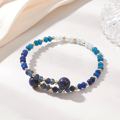 Dyed Natural Malaysia Jade & Brass Beaded Bangles for Women BJEW-JB13343-03-1