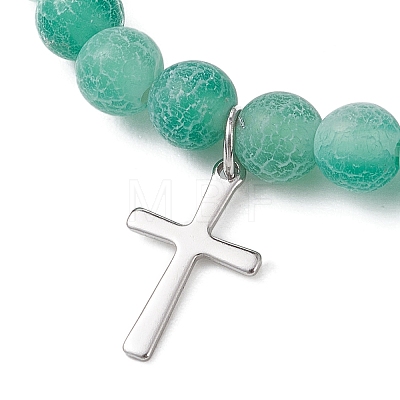 Cross 201 Stainless Steel Charm Bracelets BJEW-JB13251-1