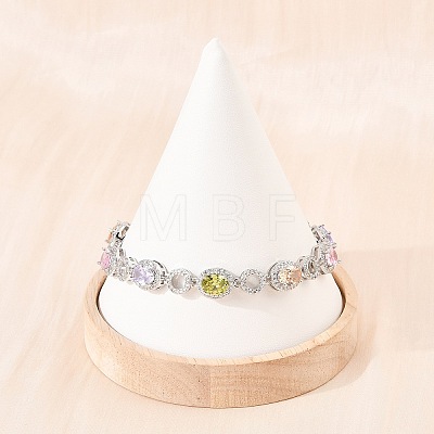 Platinum Tone Brass Micro Pave Cubic Zirconia Tennis Bracelets BJEW-B160-14P-1