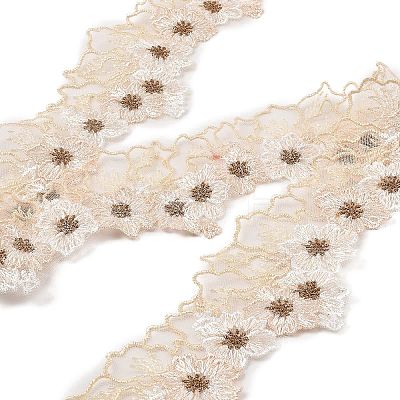 15 Yards Flower Embroidery Polyester Lace Ribbon OCOR-A006-02A-1