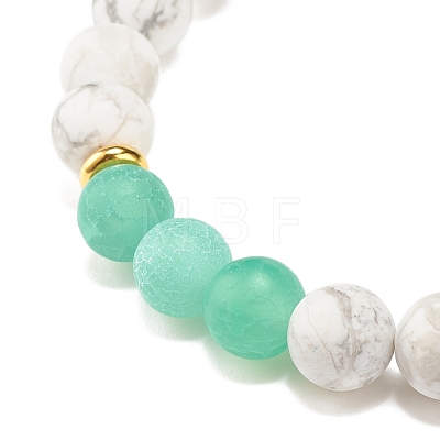 Natural Weathered Agate(Dyed) & Howlite Round Beaded Stretch Bracelet BJEW-JB08087-04-1