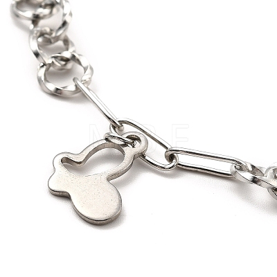304 Stainless Steel Charm Bracelet with Link Chains for Women BJEW-C0025-06-1