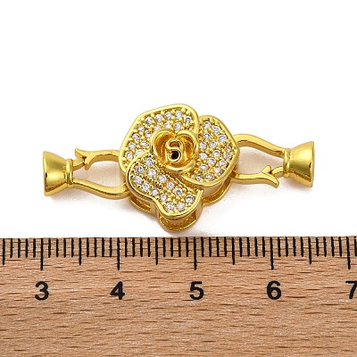 Brass Micro Pave Clear Cubic Zirconia Fold Over Clasps KK-A230-10G-1