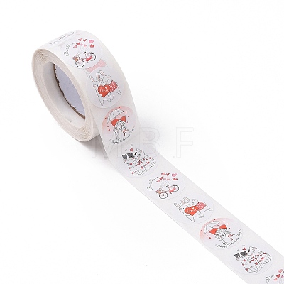 Valentine's Day Round Paper Stickers X-DIY-I107-04-1