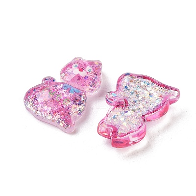 Transparent Resin Bowknot Kitten Decoden Cabochons RESI-M045-07B-1