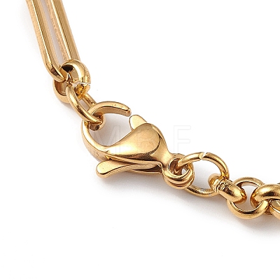 Ion Plating(IP) 304 Stainless Steel Figaro Chain Bracelet for Women BJEW-G669-21G-1