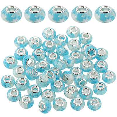 50Pcs Transparent Resin European Rondelle Beads RPDL-SC0001-09C-1