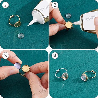 8Pcs 2 Colors 304 Stainless Steel Open Cuff Ring Component STAS-BBC0010-40-1