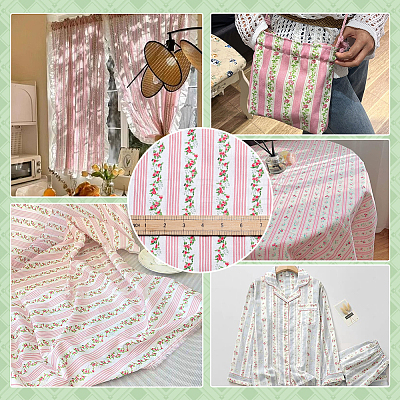 1M Flower Pattern Cotton Fabric DIY-PH0036-57-1